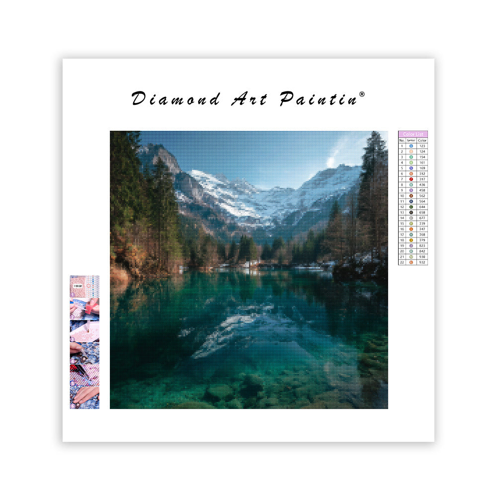 Alpin turkos sjö - Diamantmålning