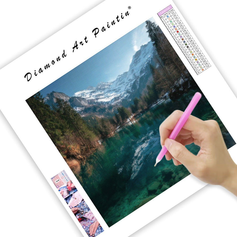 Alpin turkos sjö - Diamantmålning