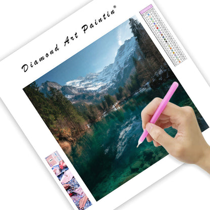 Alpin turkos sjö - Diamantmålning