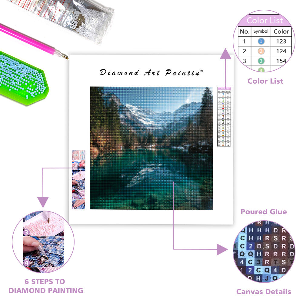 Alpin turkos sjö - Diamantmålning