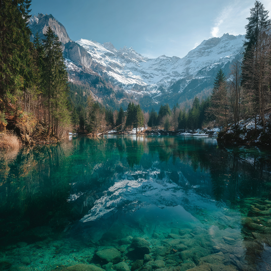 Alpin turkos sjö - Diamantmålning