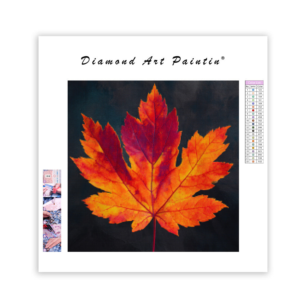Höst lönnlöv närbild - Diamantmålning