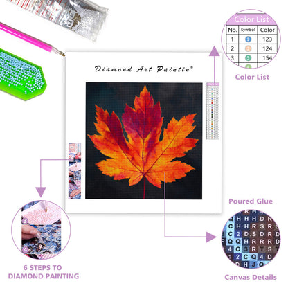 Höst lönnlöv närbild - Diamantmålning