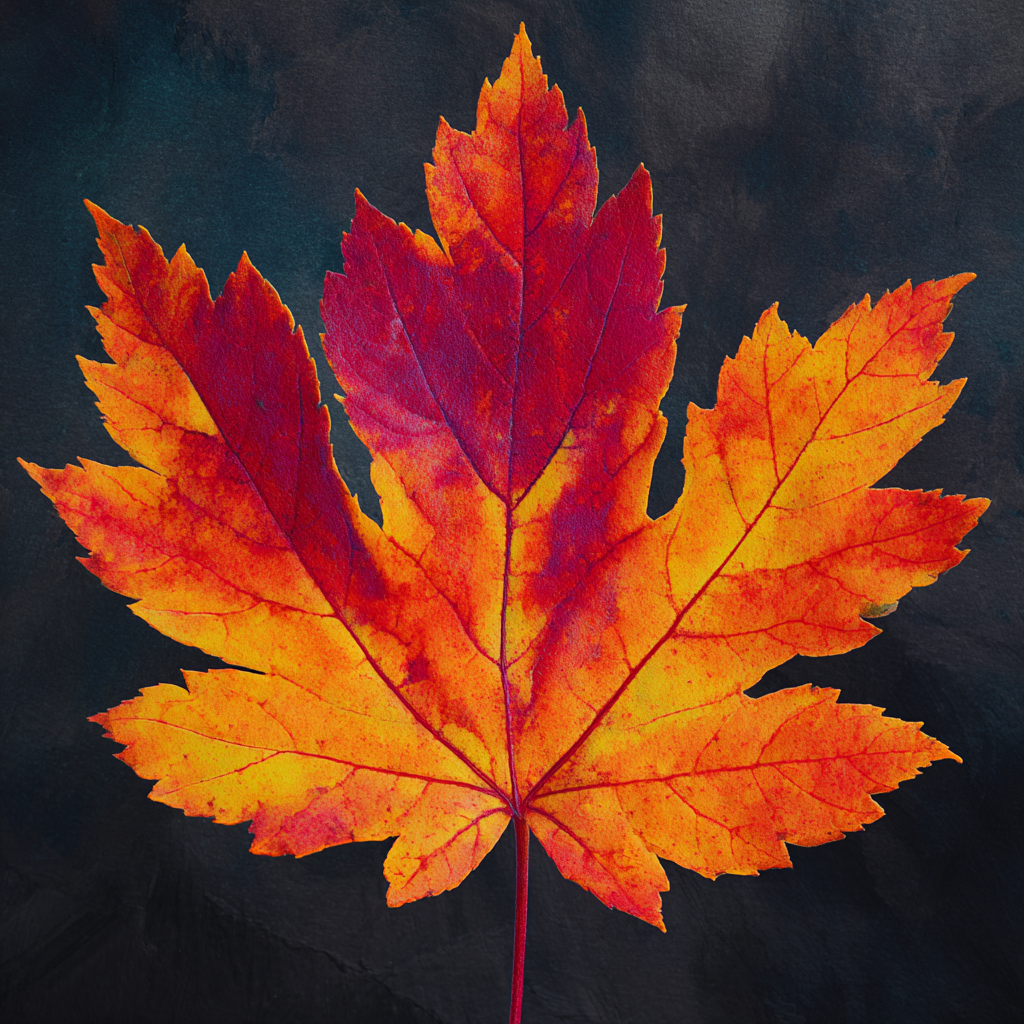 Höst lönnlöv närbild - Diamantmålning