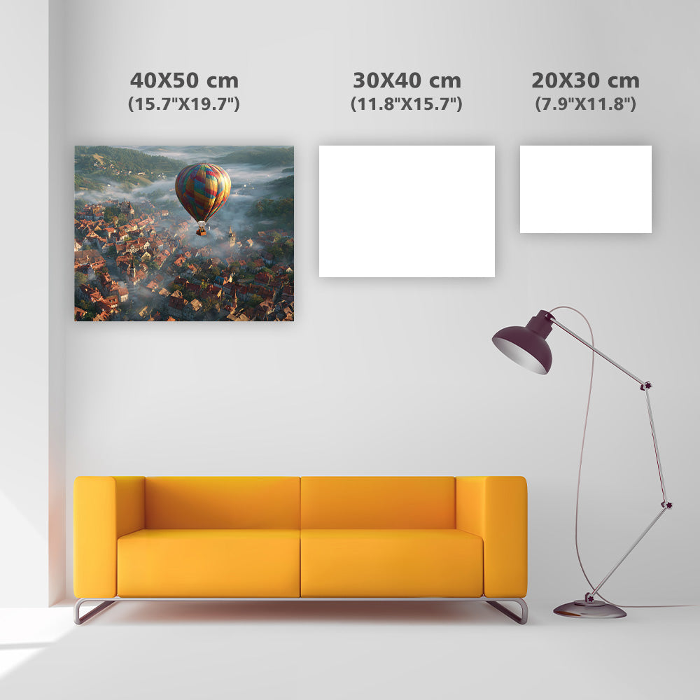 Ballong över europeisk stad - Diamantmålning
