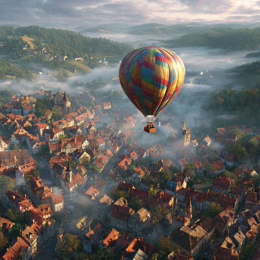 Ballong över europeisk stad - Diamantmålning