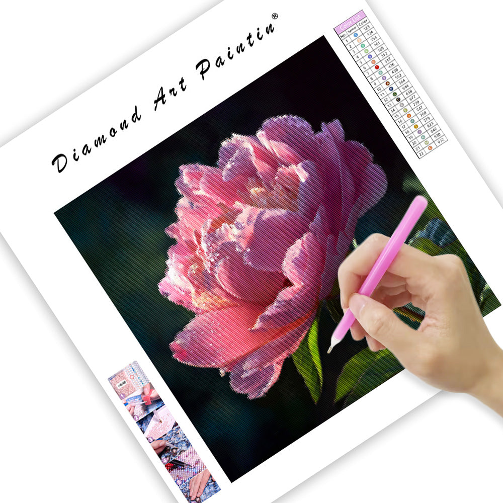 Blommande pion majestät - Diamantmålning