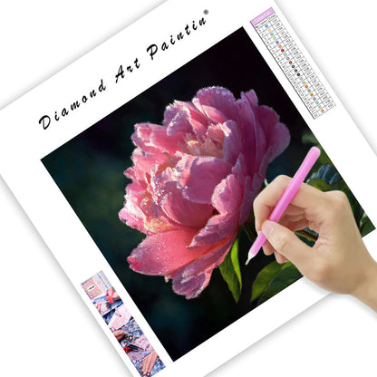 Blommande pion majestät - Diamantmålning