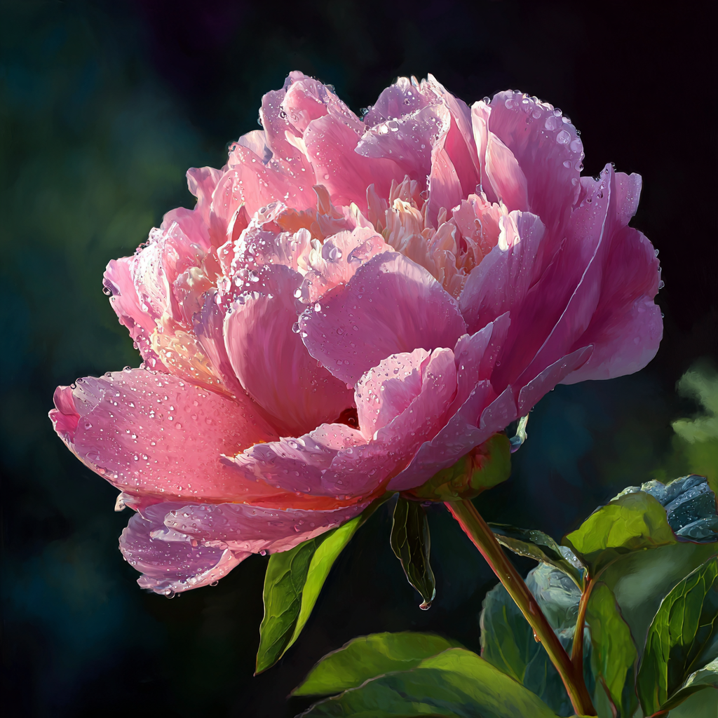 Blommande pion majestät - Diamantmålning