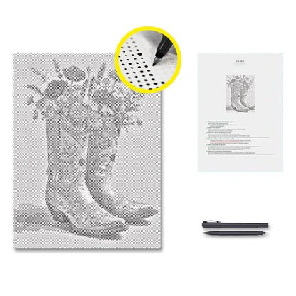 Stövlar och blomster – Punktmålning