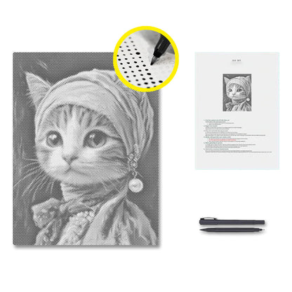Katt med pärlörhänge – Punktmålning