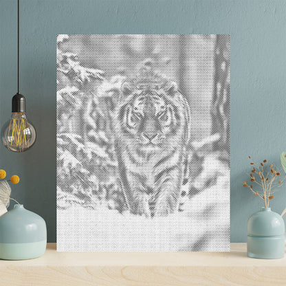 Sibirisk tiger i snö - Prickmålning