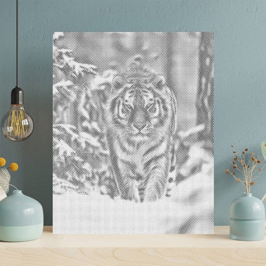 Sibirisk tiger i snö - Prickmålning