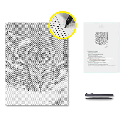 Sibirisk tiger i snö - Prickmålning