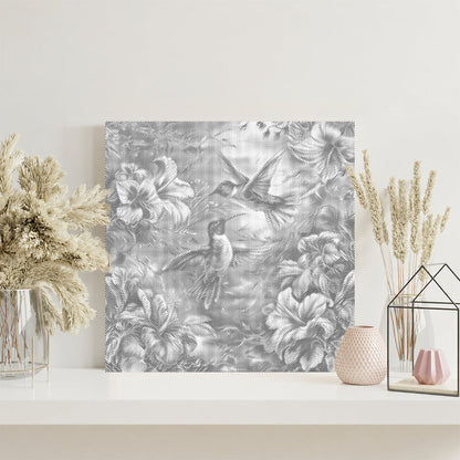 Kolibri på färgglada blommor - Prickmålning