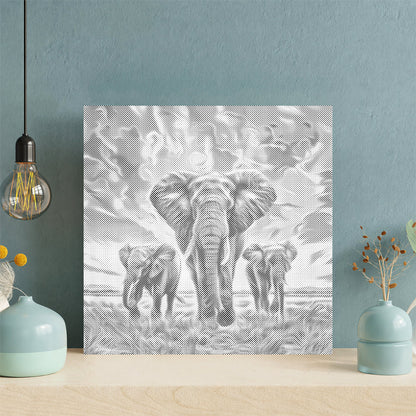 Elefant i solnedgång – Punktmålning