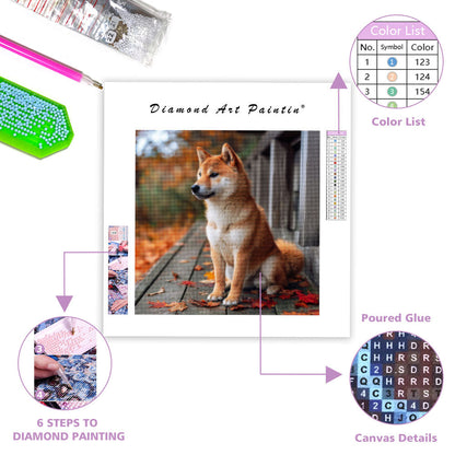 Eftertänksam shiba inu – Diamantmålning