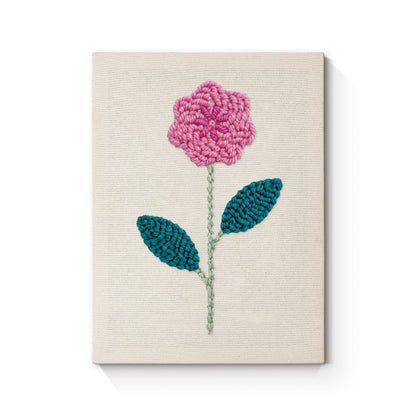 Rosa blomstjälk – Punch needle-broderi