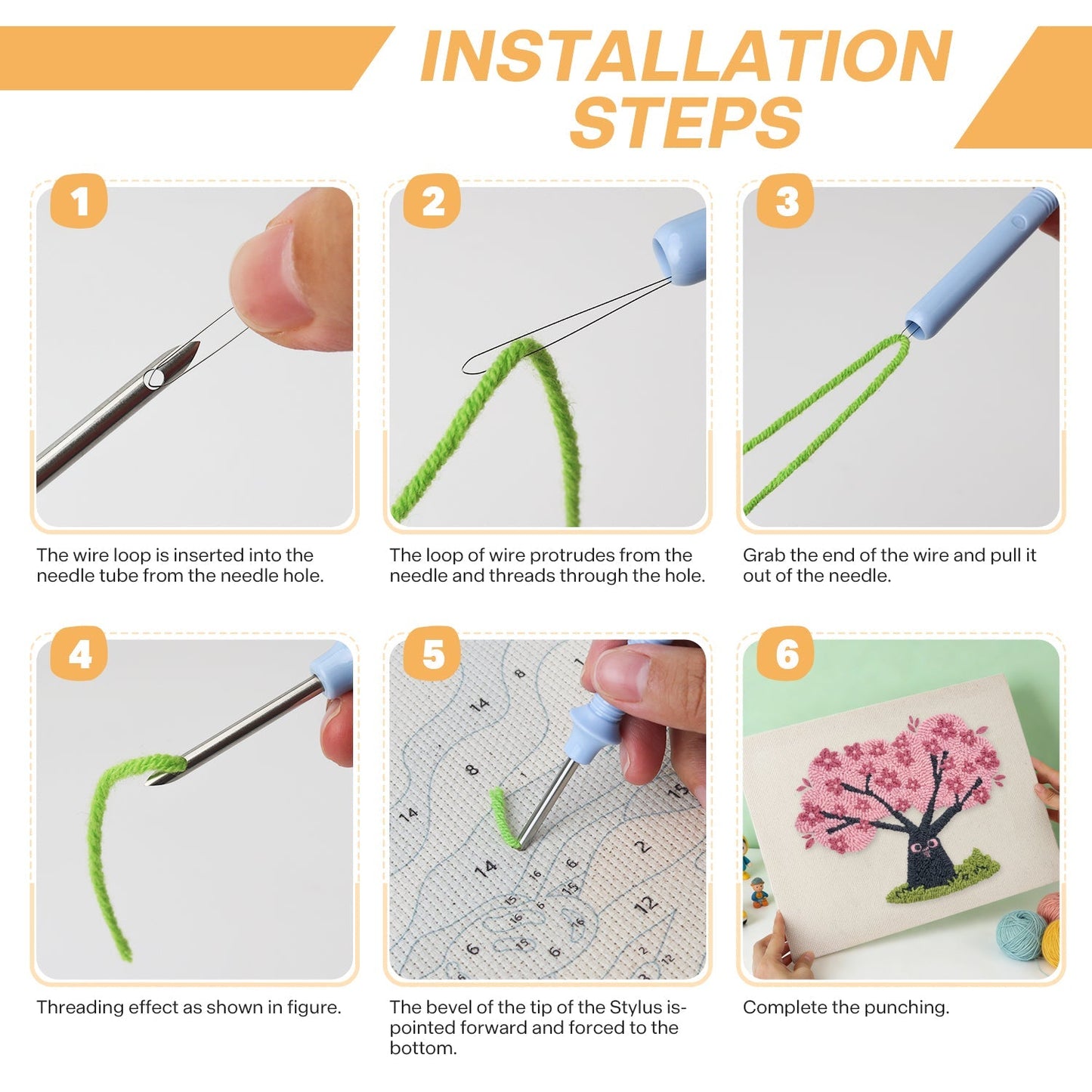 Körsbärsträd med uggla – Punch needle-broderi