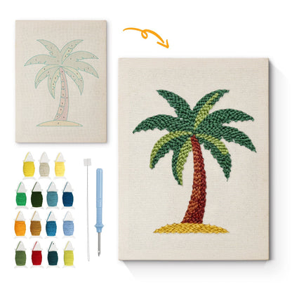 Färgstark palm – Punch needle-broderi