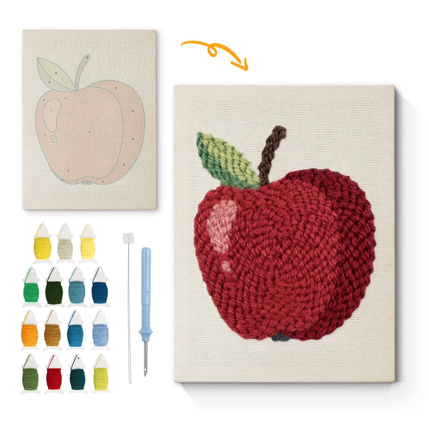 Rött äpple – Punch needle-broderi
