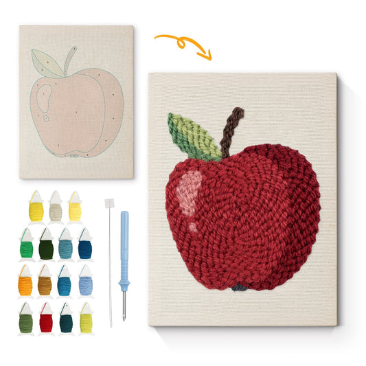 Rött äpple – Punch needle-broderi