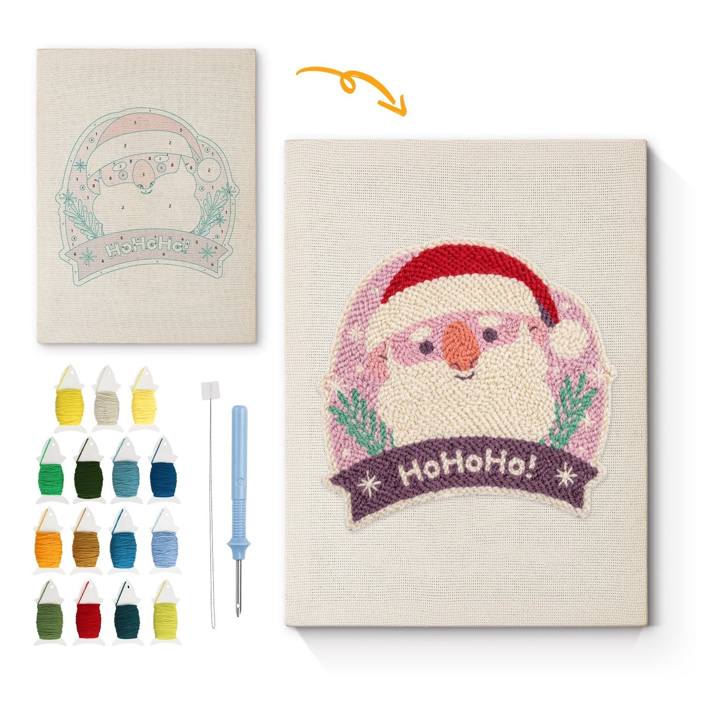 Ho ho ho-jultomte – Punch needle-broderi