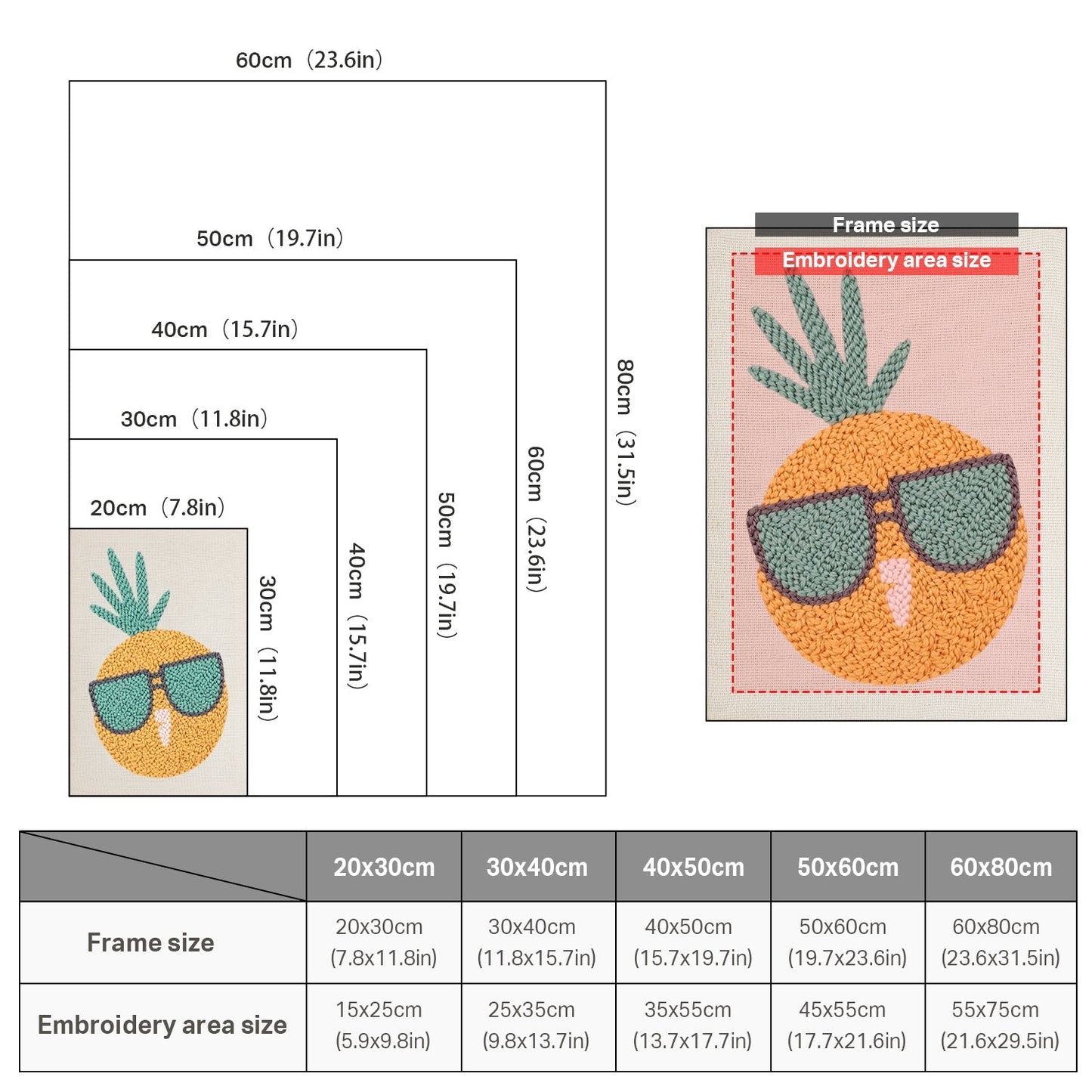 Cool ananas – Punch needle-broderi