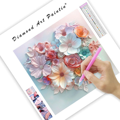 Blomsterhjärta med kärlek – Diamantmålning