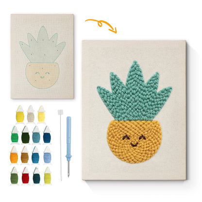 Leende ananas – Punch needle-broderi