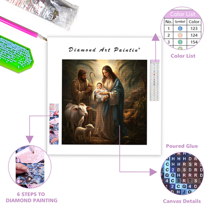 Heliga familjen i Jesu födelse - Diamond Painting