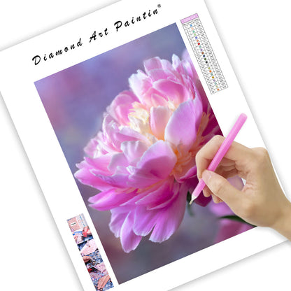 Blommande rosa pion – Diamantmålning