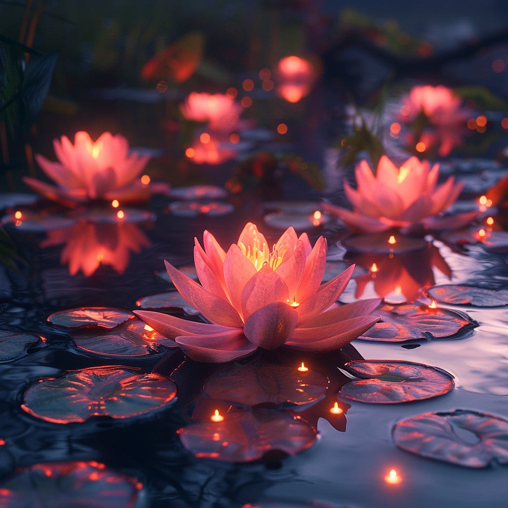 Lotus i heligt ljus – Diamantmålning