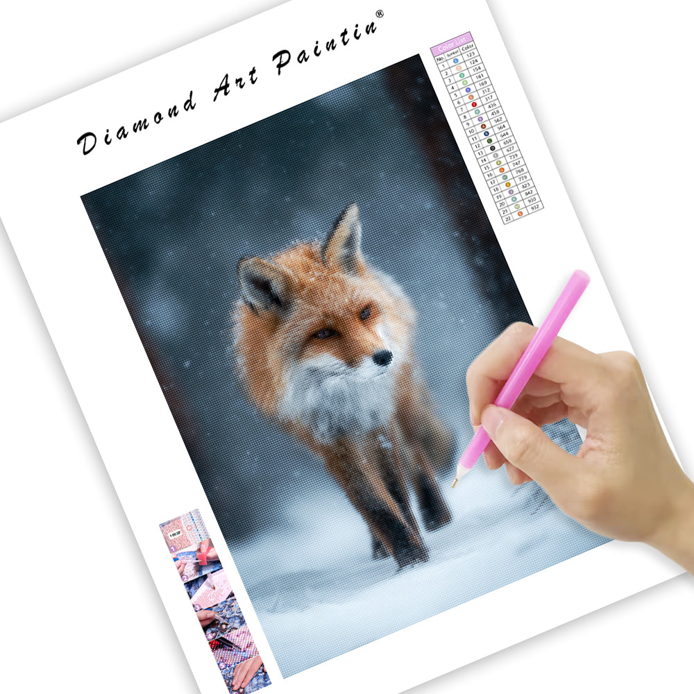 Räv i snön – Diamantmålning