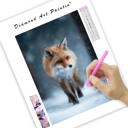 Räv i snön – Diamantmålning