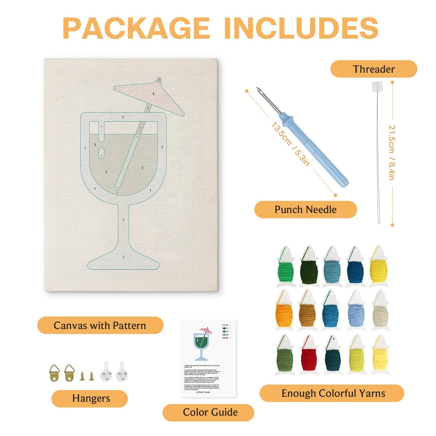 Tropisk grön drink – Punch needle-broderi