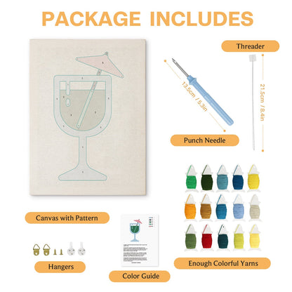 Tropisk grön drink – Punch needle-broderi