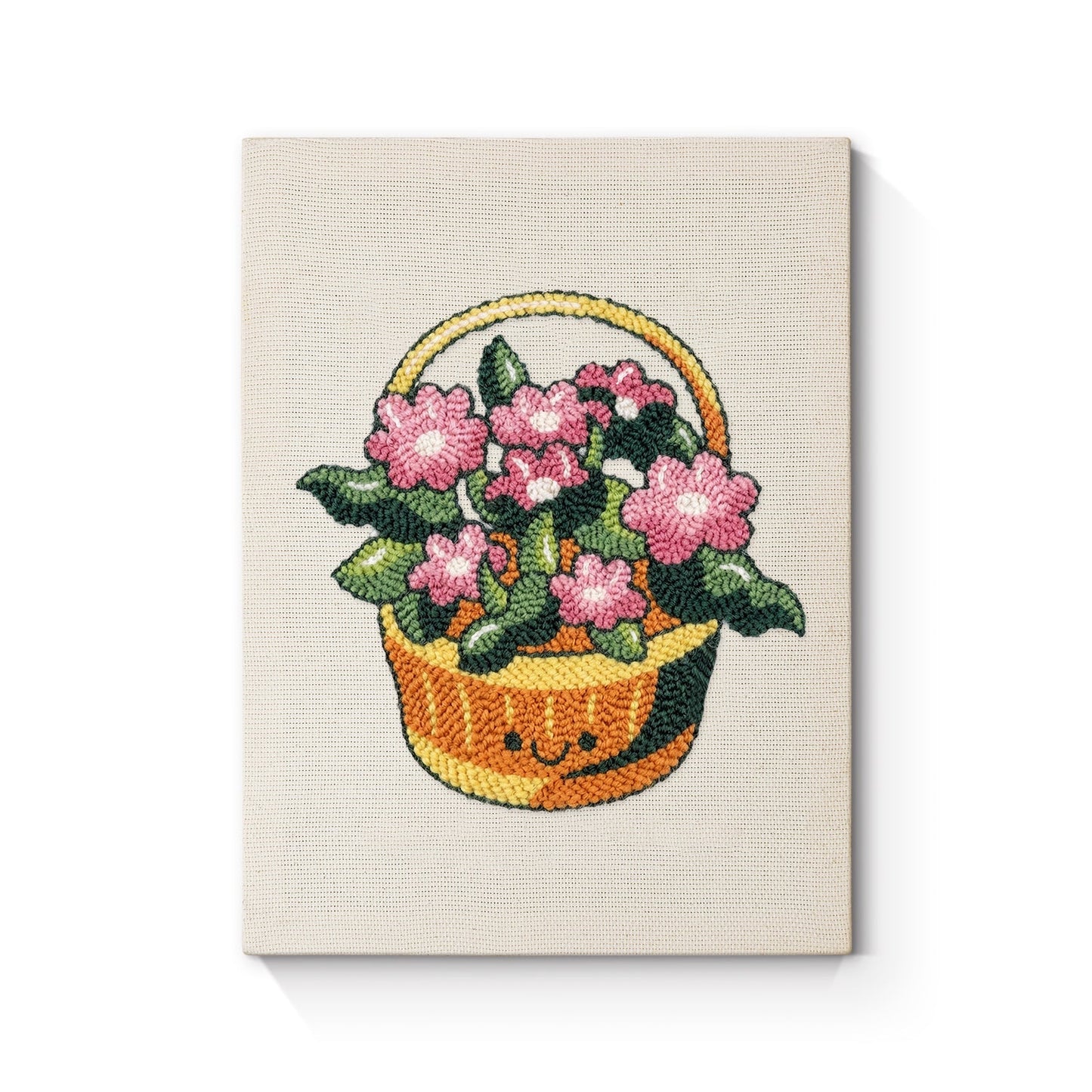 Glad blomsterkorg – Punch needle-broderi