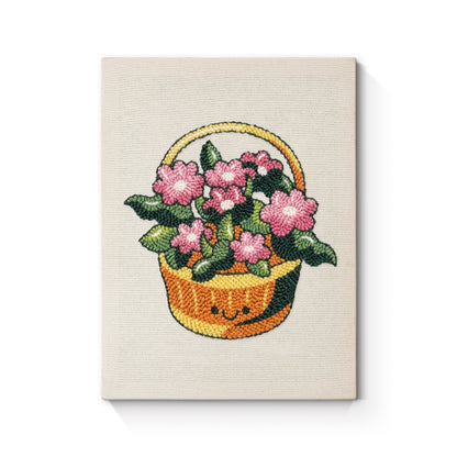Glad blomsterkorg – Punch needle-broderi