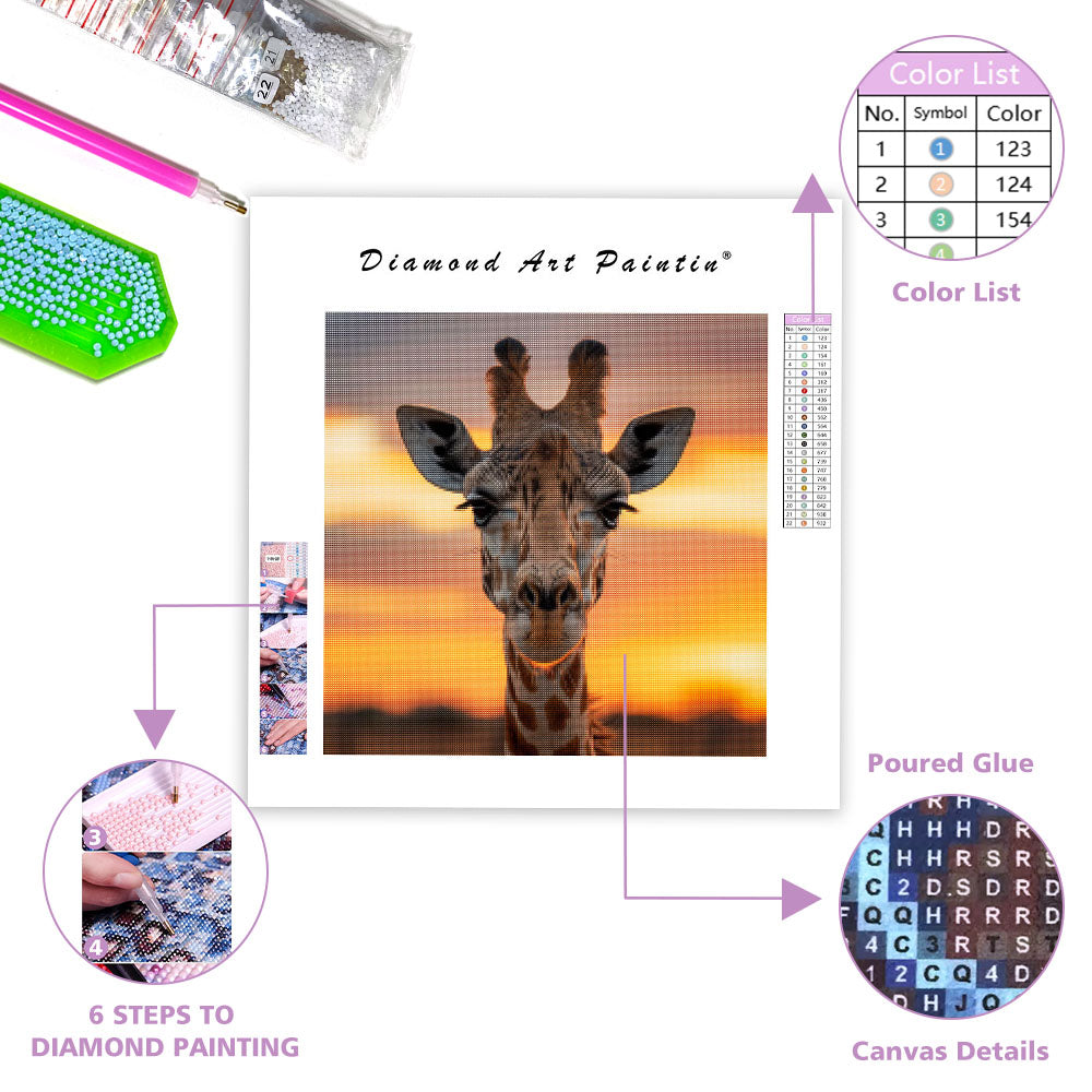 Giraff i solnedgång – Diamantmålning