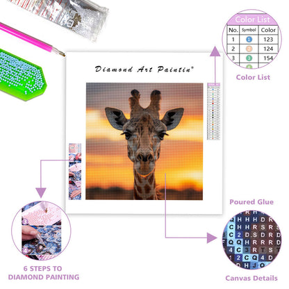 Giraff i solnedgång – Diamantmålning
