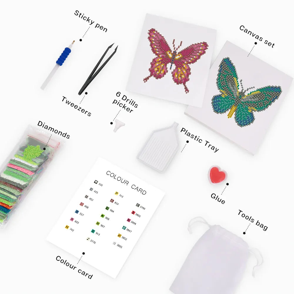 Mini–Set med färgstarka fjärilar