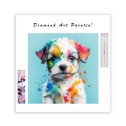 Färgglad målad valp - Diamond Painting