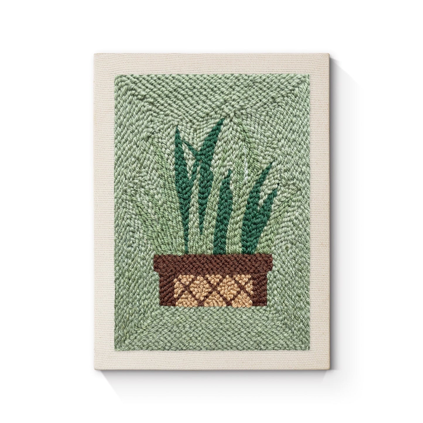 Grön växt – Punch needle-broderi