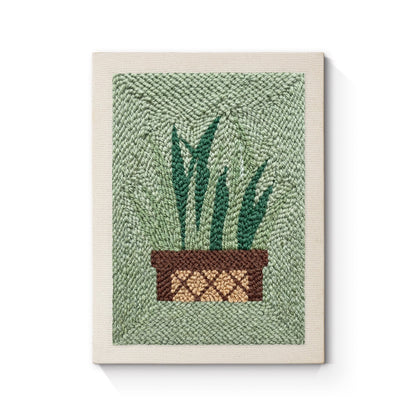 Grön växt – Punch needle-broderi