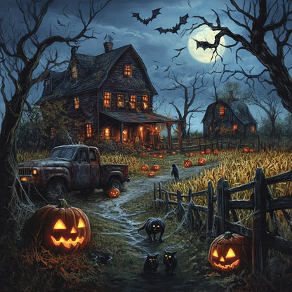 Spöklik Halloween-gård - Diamantmålning