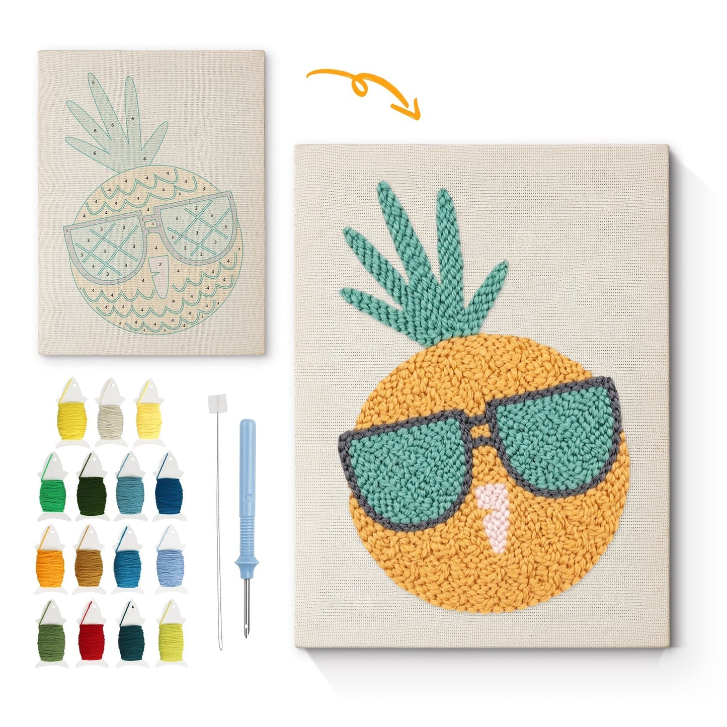 Cool ananas – Punch needle-broderi