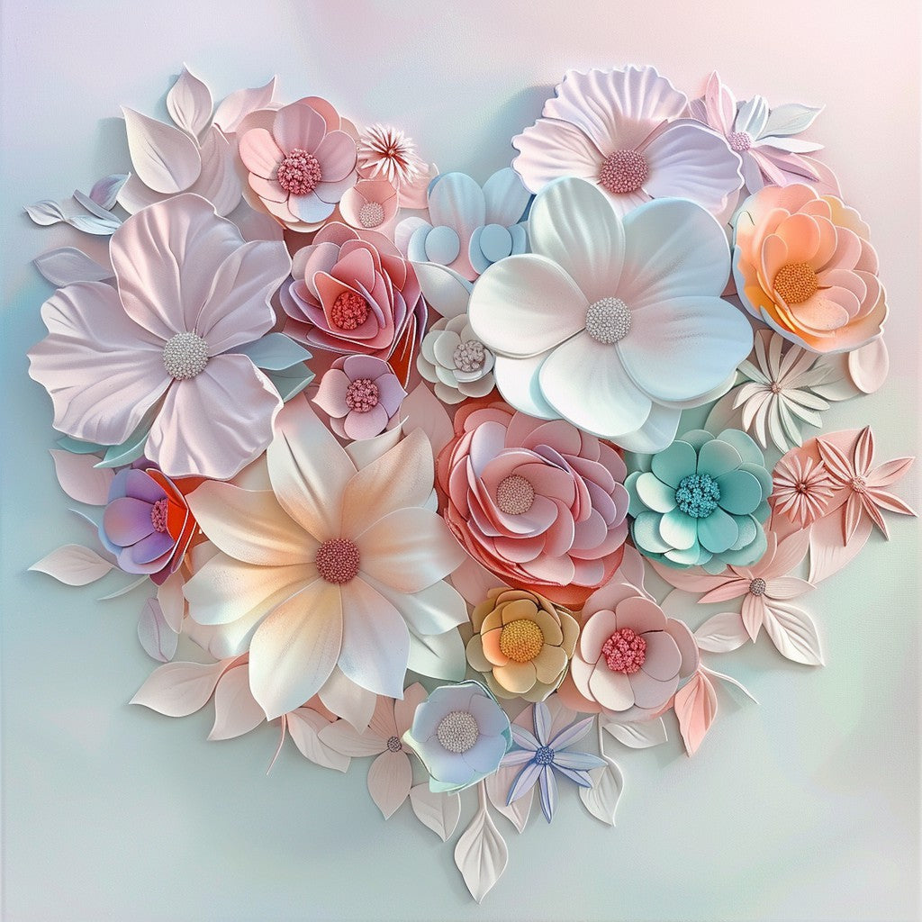 Blomsterhjärta med kärlek – Diamantmålning