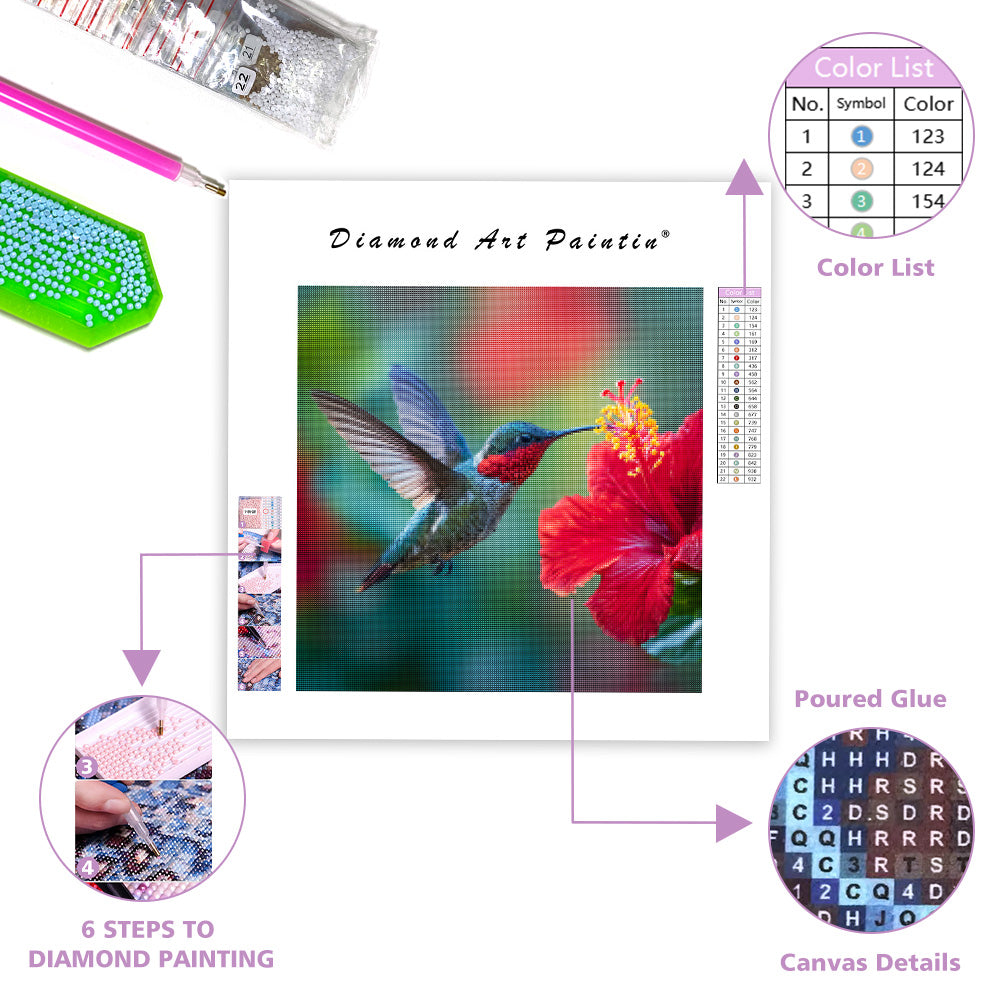 Kolibri- och hibiskusögonblick - Diamantmålning
