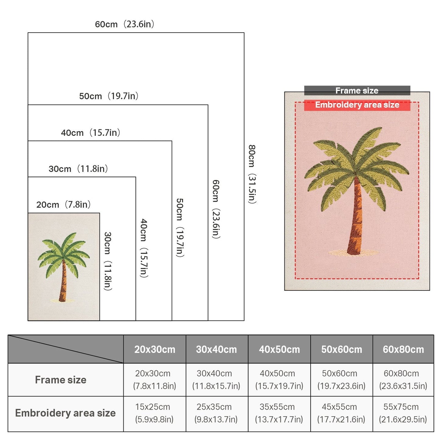 Tropisk palm – Punch needle-broderi